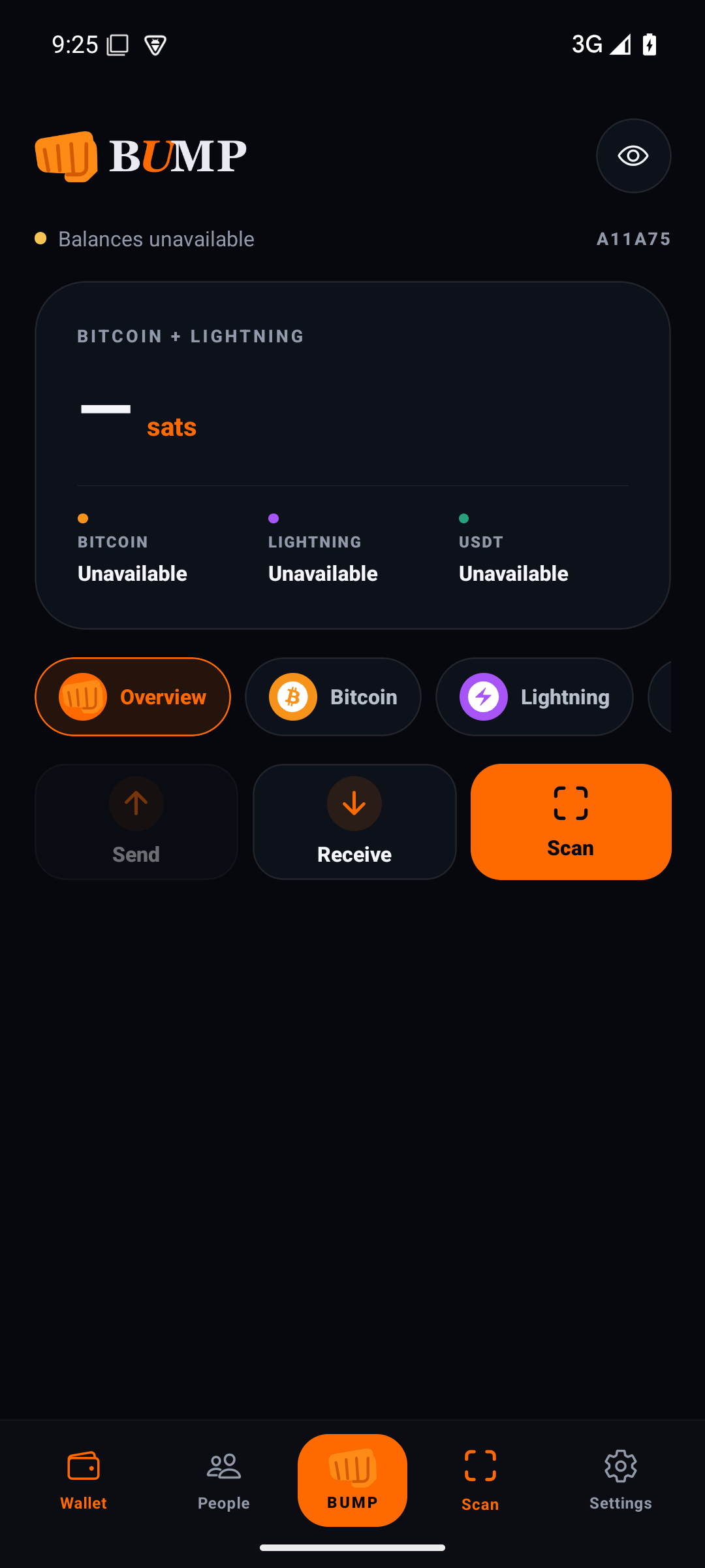 BUMP wallet overview on Android
